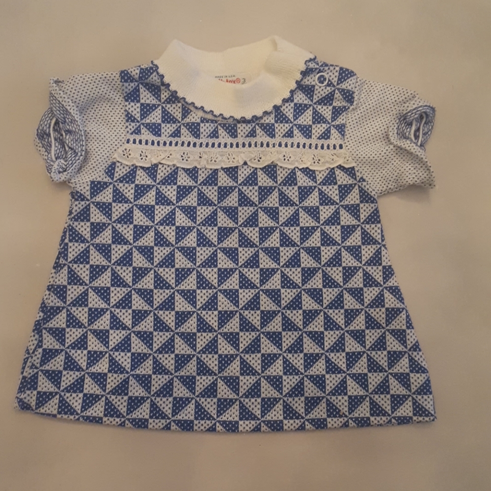 Vintage 70s Shortsleeve Dress/Top 3mos